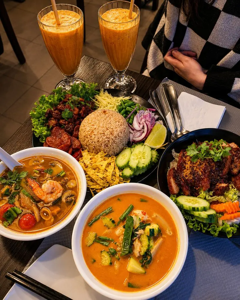 Table de spécialités thaïlandaises chez Thai Yim 2 à Paris 13